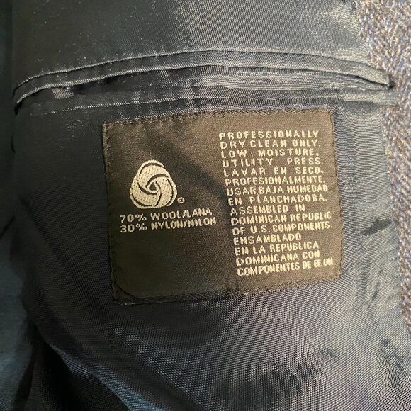 Towncraft Mens Blazer Jacket 40R Wool Blend Gray Herringbone Double Button - Picture 14 of 16